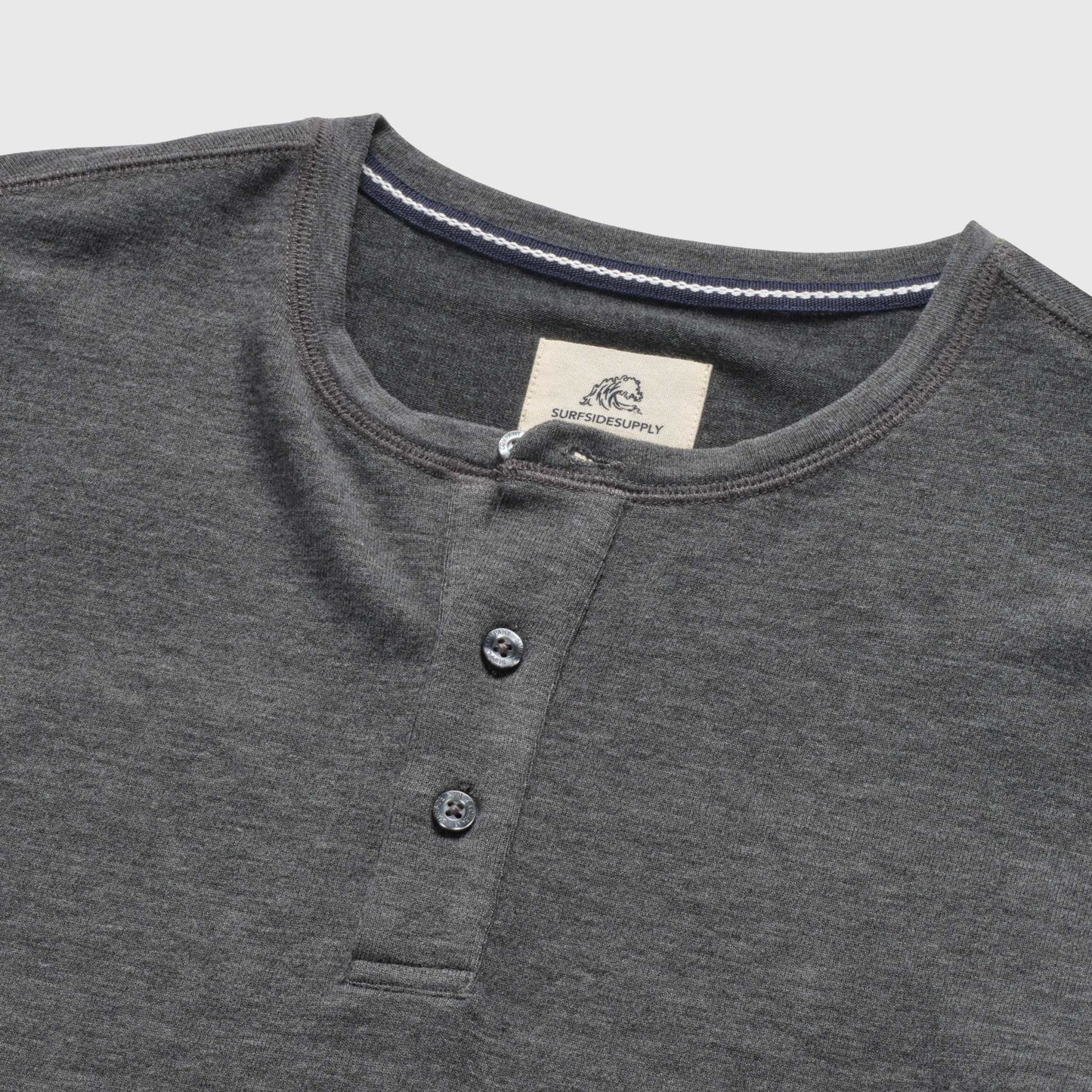 Surfside Supply Sean Super Soft Classic Henley - Charcoal Heather Dim Gray