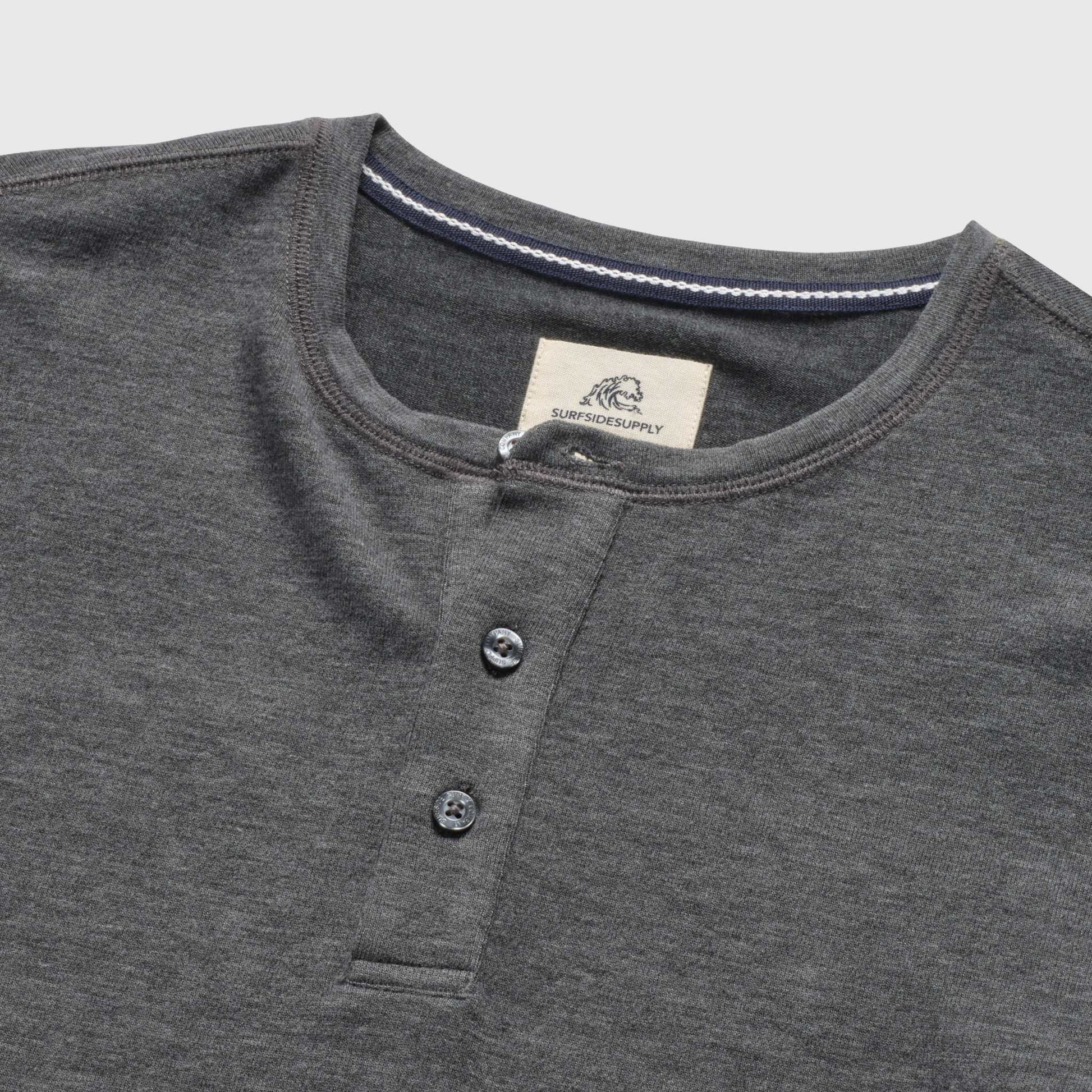 Surfside Supply Sean Super Soft Classic Henley - Charcoal Heather Dim Gray