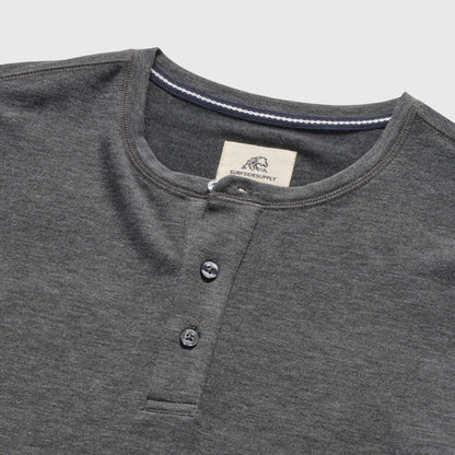 Surfside Supply Sean Super Soft Classic Henley - Charcoal Heather Dim Gray