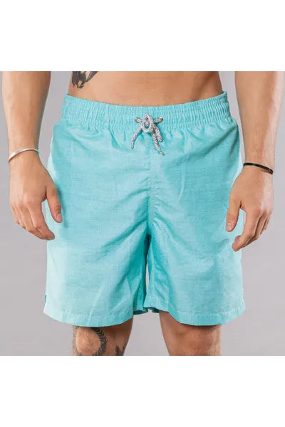 Cyclist Liner Swim Trunks - Aqua Solid Linen - DUNE + SALT