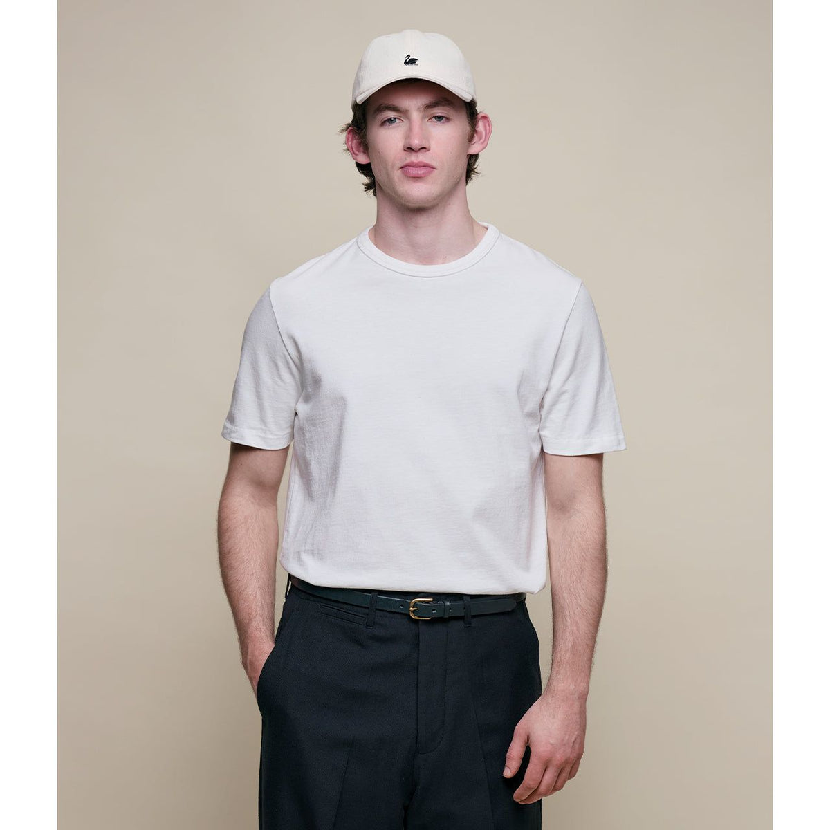 Merz B. Schwanen Classic Cotton Jersey T-Shirt - White Gray