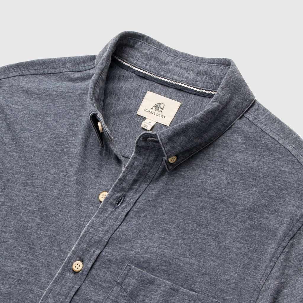 Tony Burnout Knit Shirt - Navy Blazer - DUNE + SALT