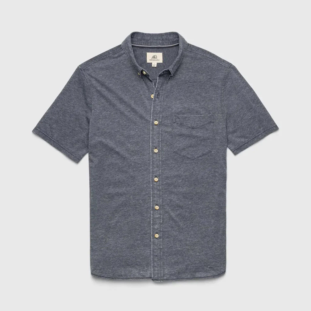 Tony Burnout Knit Shirt - Navy Blazer - DUNE + SALT