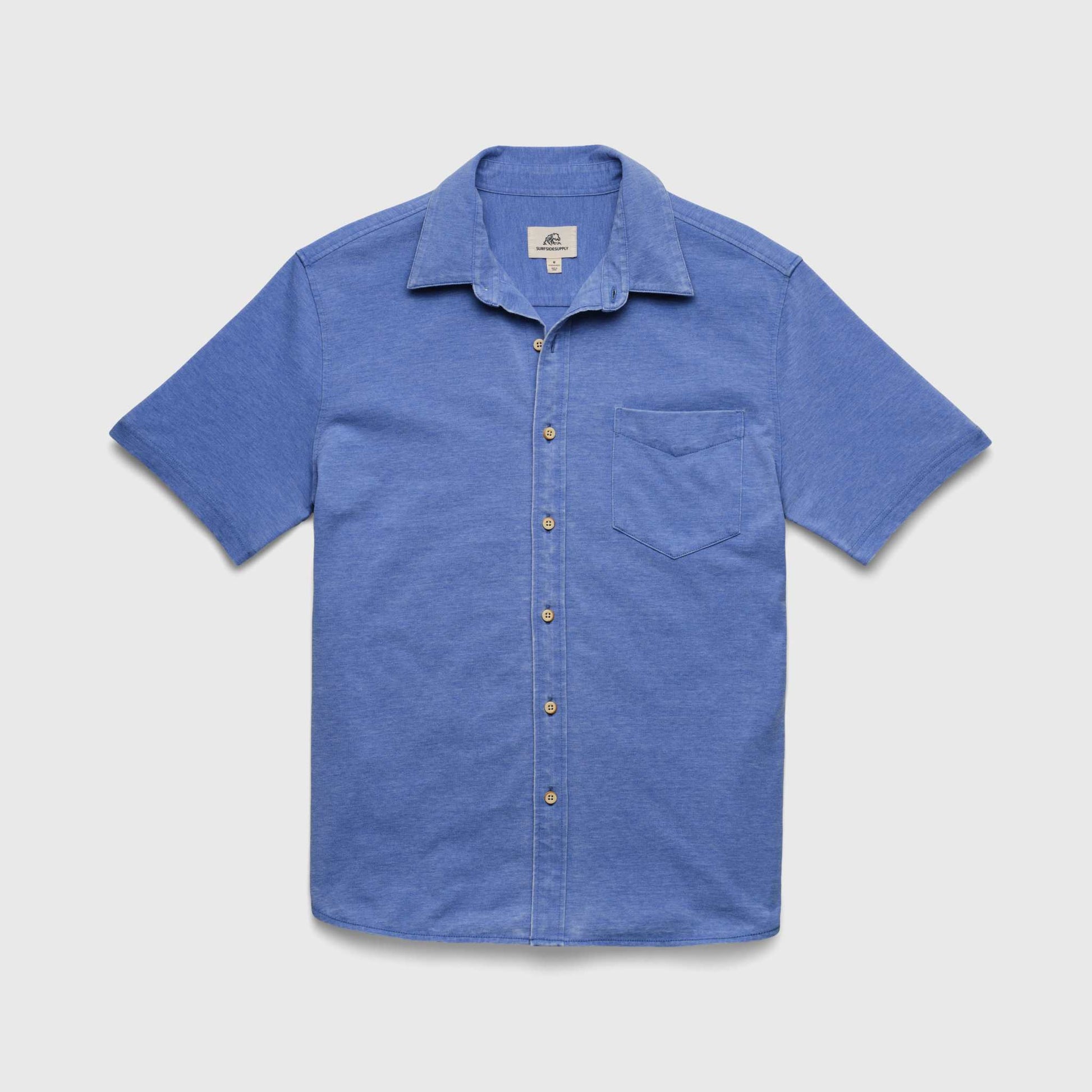 Tony Burnout Knit Shirt - Wedgewood Blue - DUNE + SALT