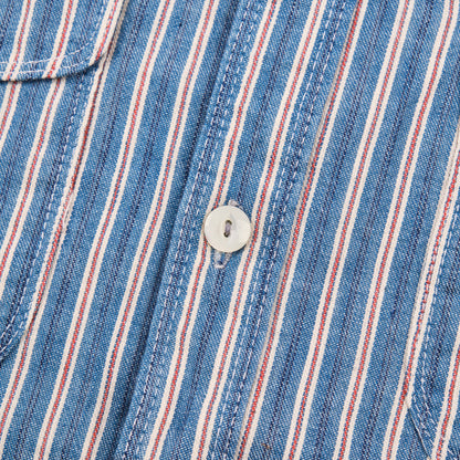 Men's Freenote Cloth Bodie Acorn Pocket Shirt with selvedge stripe pattern, featuring a classic collar and chest pocket.