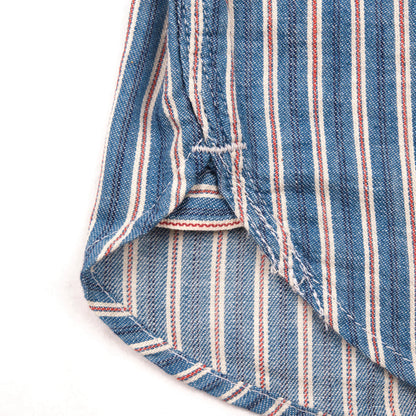 Men's Freenote Cloth Bodie Acorn Pocket Shirt with selvedge stripe fabric, featuring a classic collar and chest pocket.