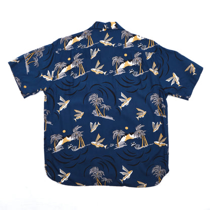 Dean Double Pocket SS Shirt - Navy Flying Fish - DUNE + SALT
