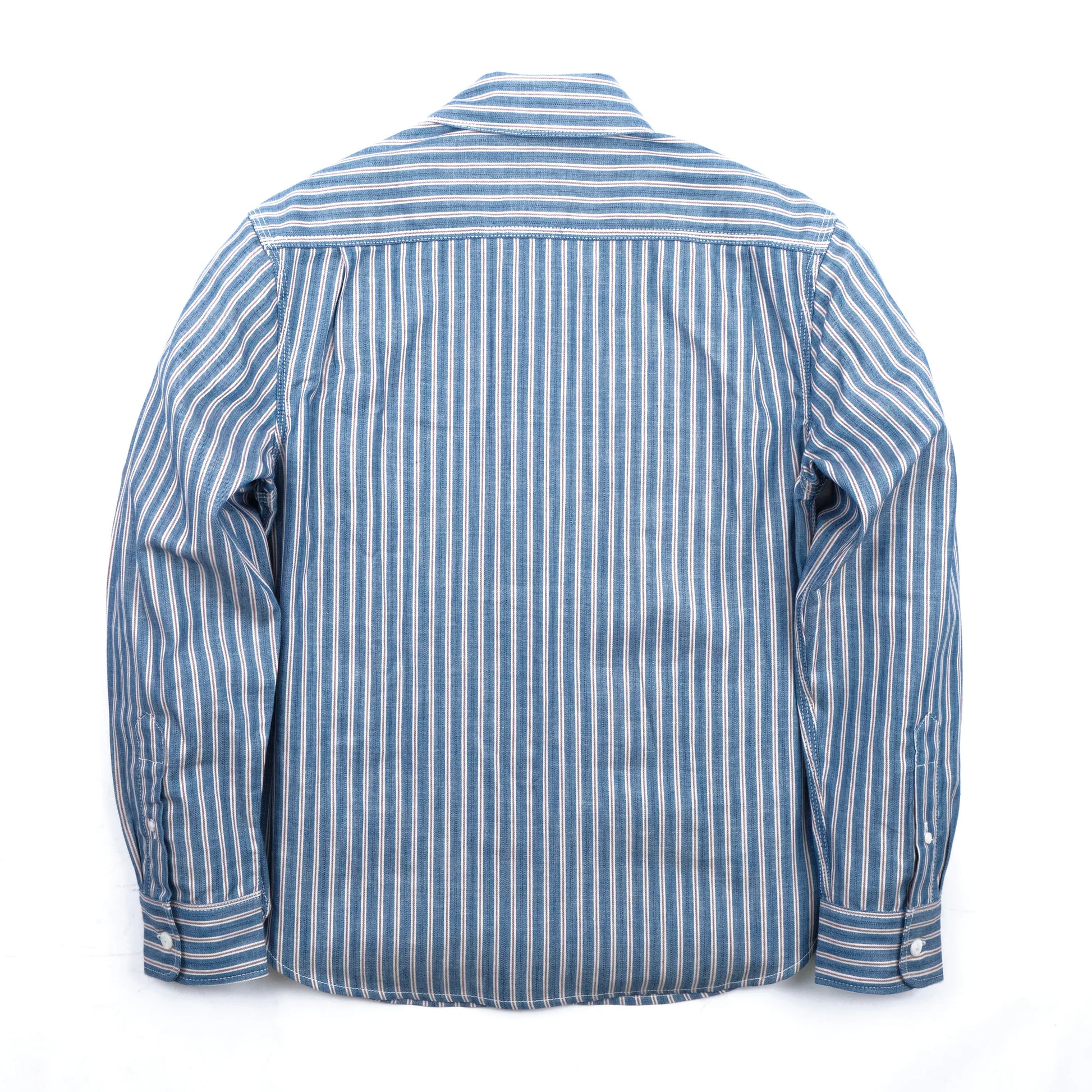 Men's Bodie Acorn Pocket Shirt by Freenote Cloth with selvedge stripe fabric, featuring a chest pocket and classic button-down design.