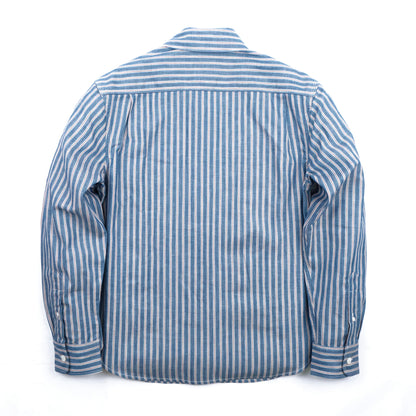 Men's Bodie Acorn Pocket Shirt by Freenote Cloth with selvedge stripe fabric, featuring a chest pocket and classic button-down design.