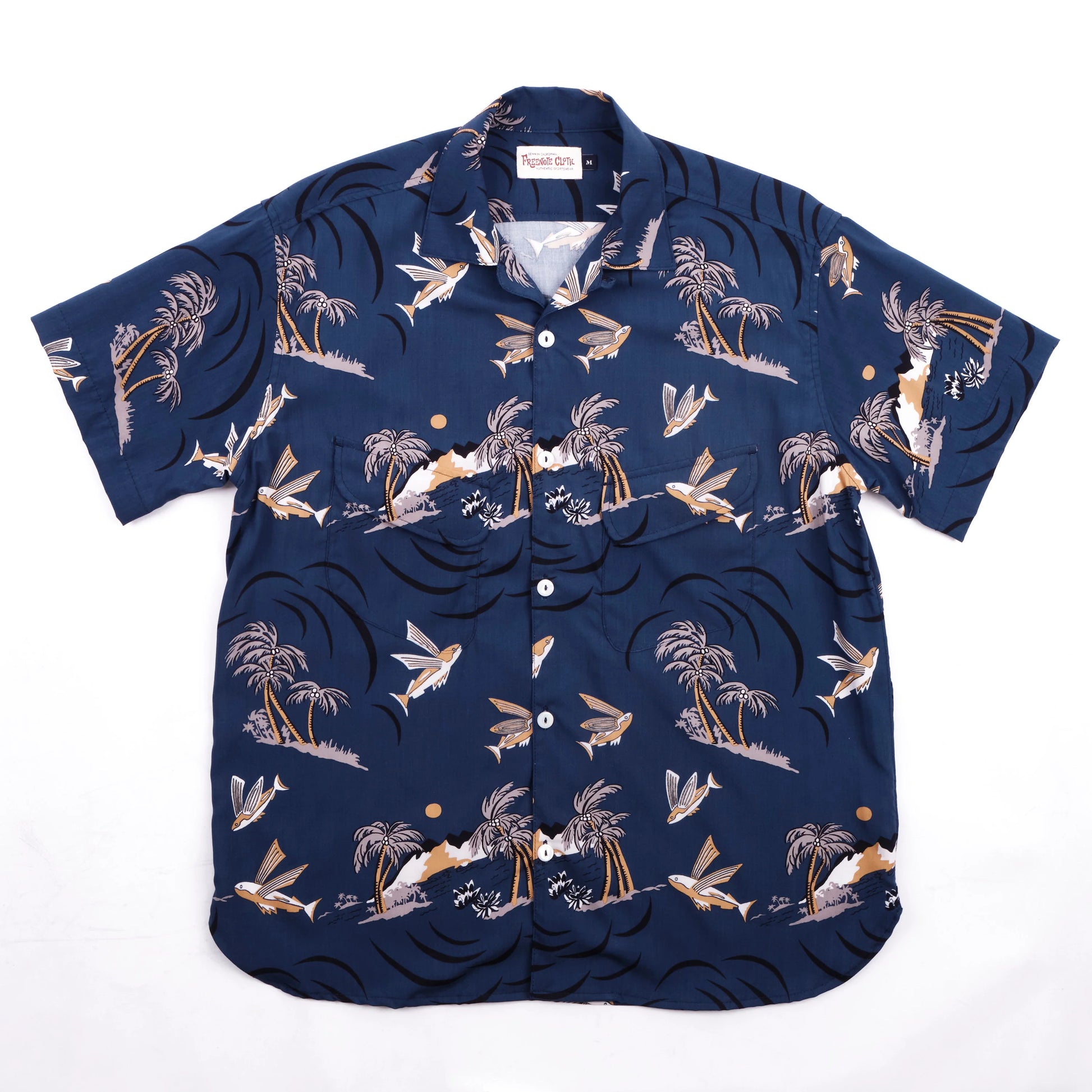 Dean Double Pocket SS Shirt - Navy Flying Fish - DUNE + SALT