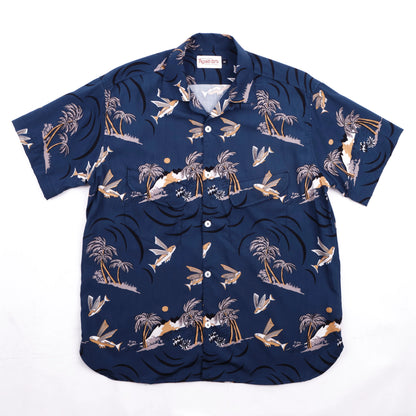 Dean Double Pocket SS Shirt - Navy Flying Fish - DUNE + SALT