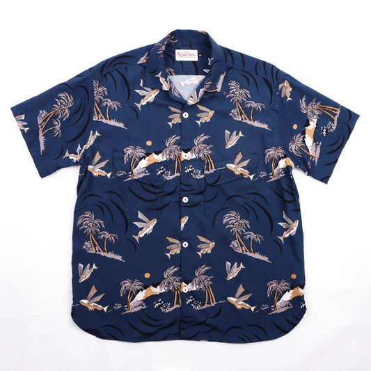 Dean Double Pocket SS Shirt - Navy Flying Fish - DUNE + SALT