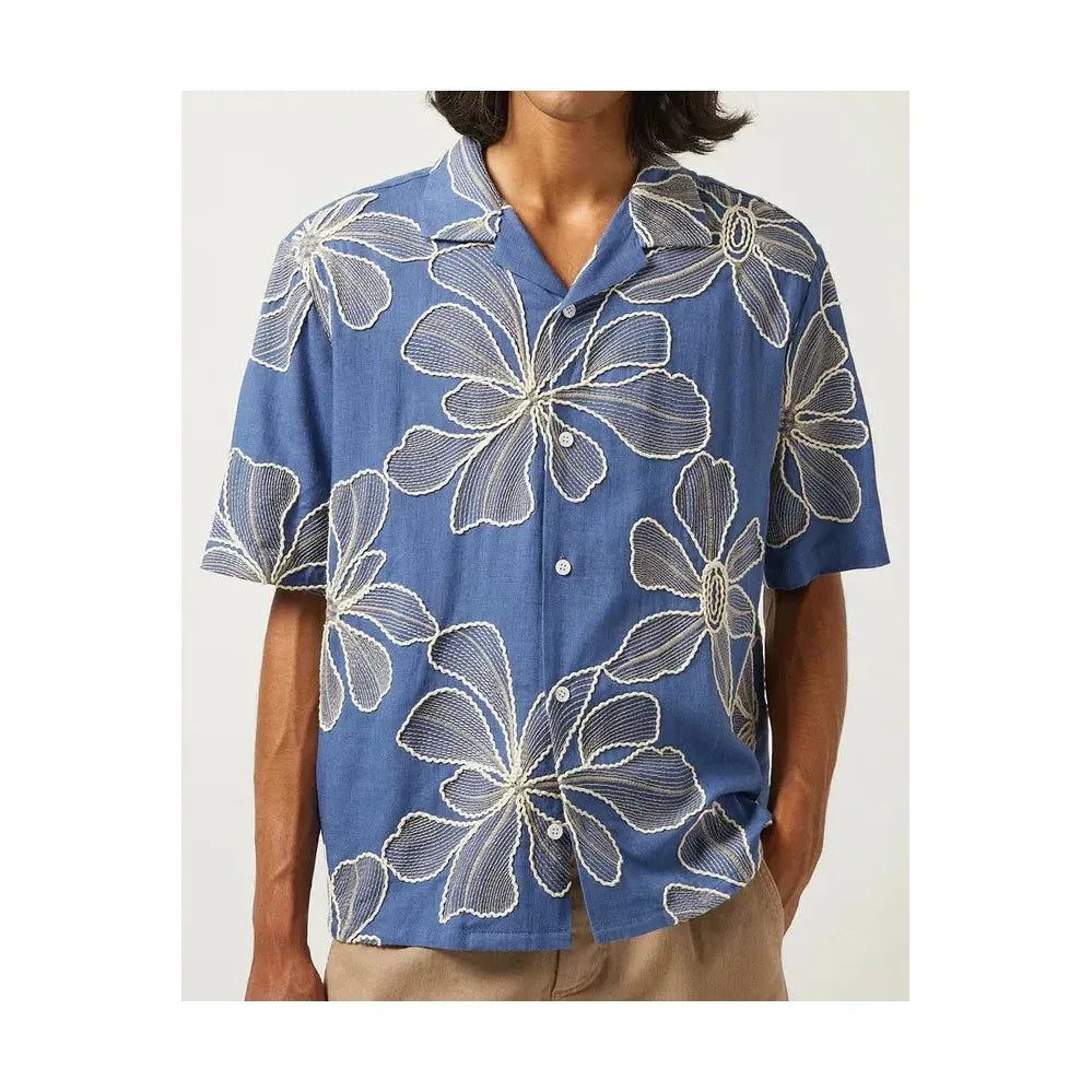 Applique Hawaiian SS Camp - Blue - DUNE + SALT