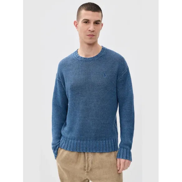 Washed Pigment Linen Sweater - Oilite Navy - DUNE + SALT