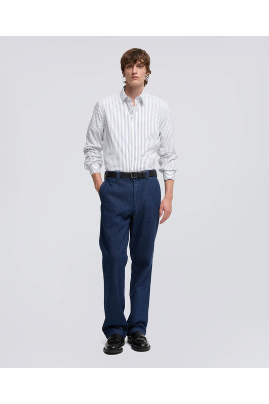Comma Poplin Shirt - Bold Navy Stripe - DUNE + SALT