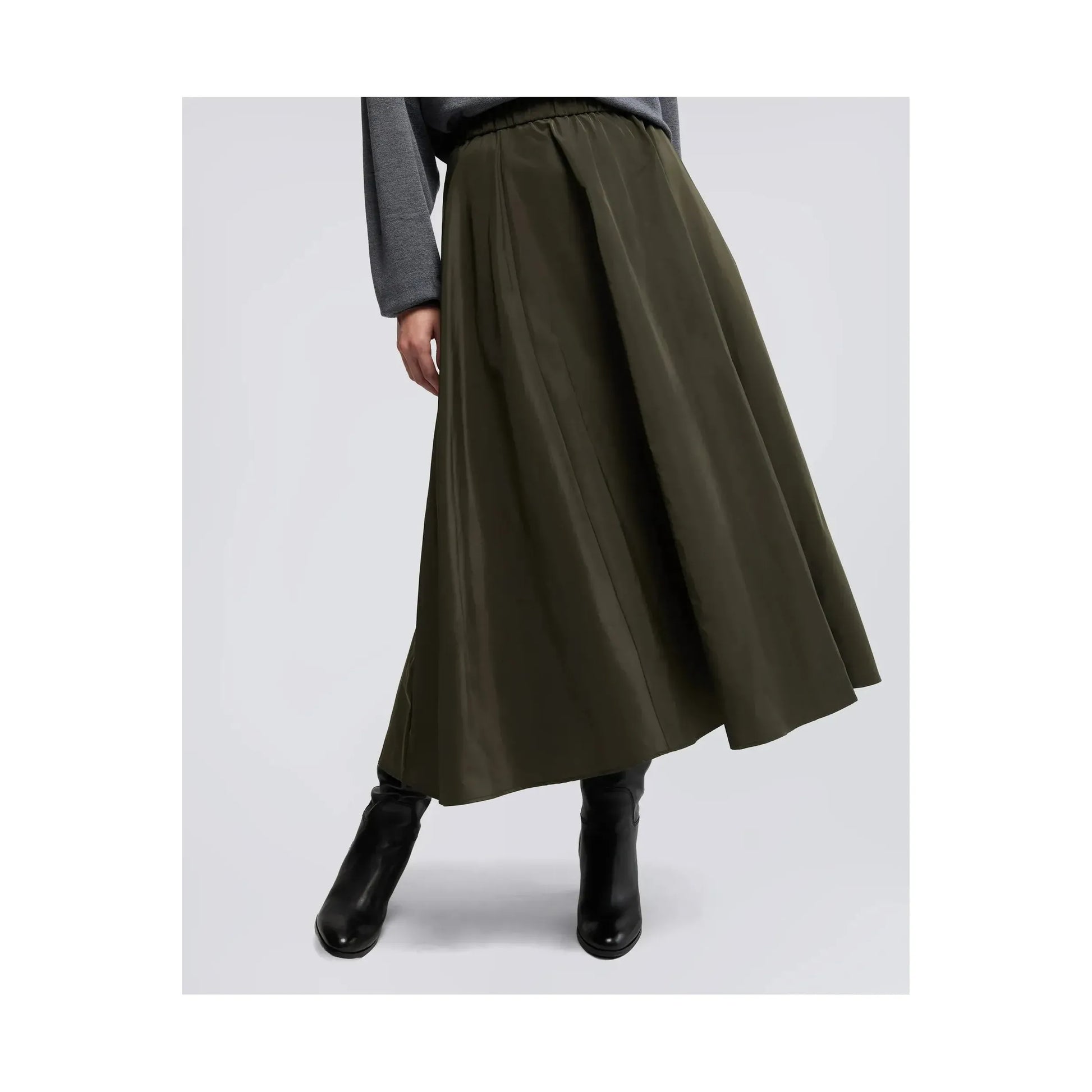 Midi Skirt with Pleats - Verde Green - DUNE + SALT