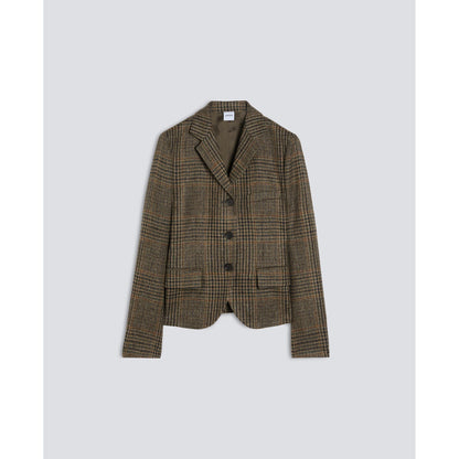Aspesi Check Wool Jacket - Military Check Dark Olive Green