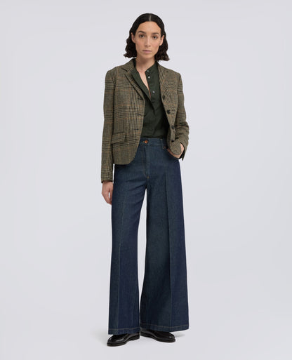 Aspesi Virgin Wool Jacket With Glen Plaid Pattern - Military Check Dark Slate Gray