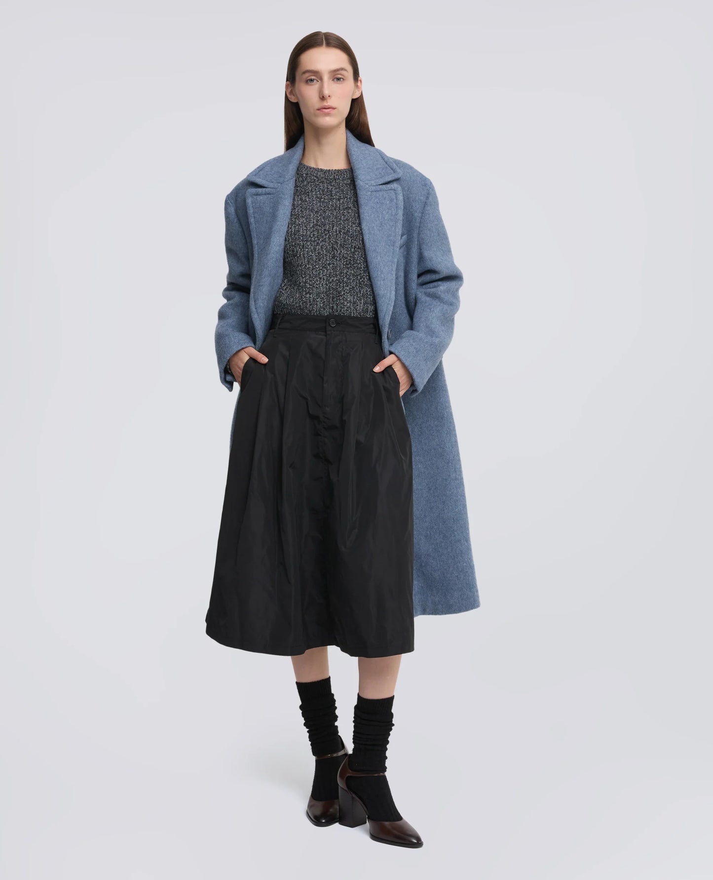 Aspesi Technical Polyester Lined Skirt - Navy Dark Slate Gray