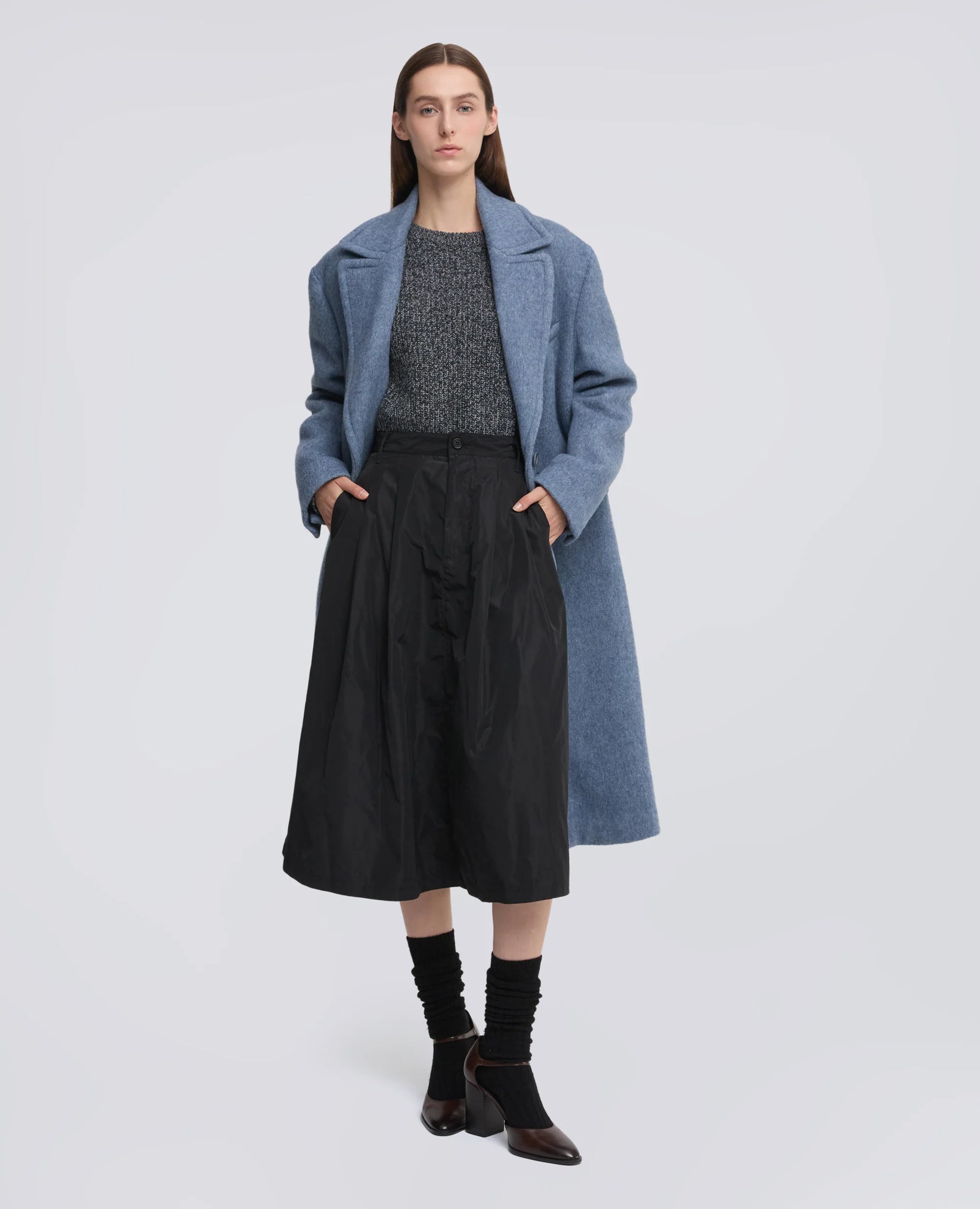 Aspesi Technical Polyester Lined Skirt - Navy Dark Slate Gray