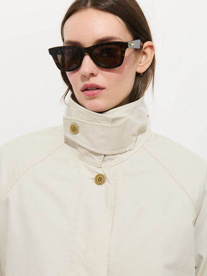 Madeleine Trench In Cotton Blend - Stone - DUNE + SALT