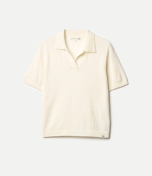 Refined Merino Wool Short Sleeve Women's Polo Shirt - Nature - DUNE + SALT