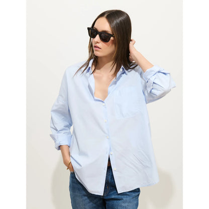 Jo Shirt in Cotton Poplin - Calm Blue - DUNE + SALT