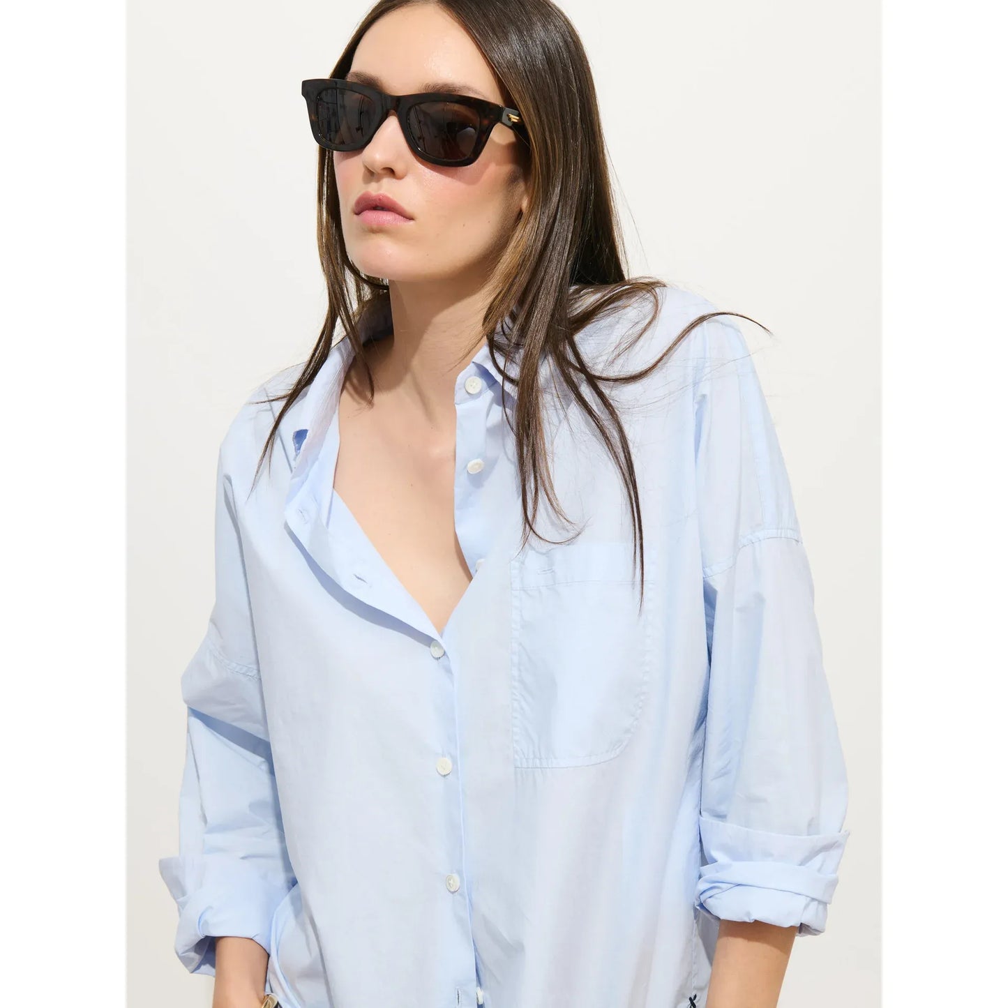 Jo Shirt in Cotton Poplin - Calm Blue - DUNE + SALT