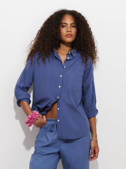Jo Shirt in Cotton Poplin - Sea Ranch Blue