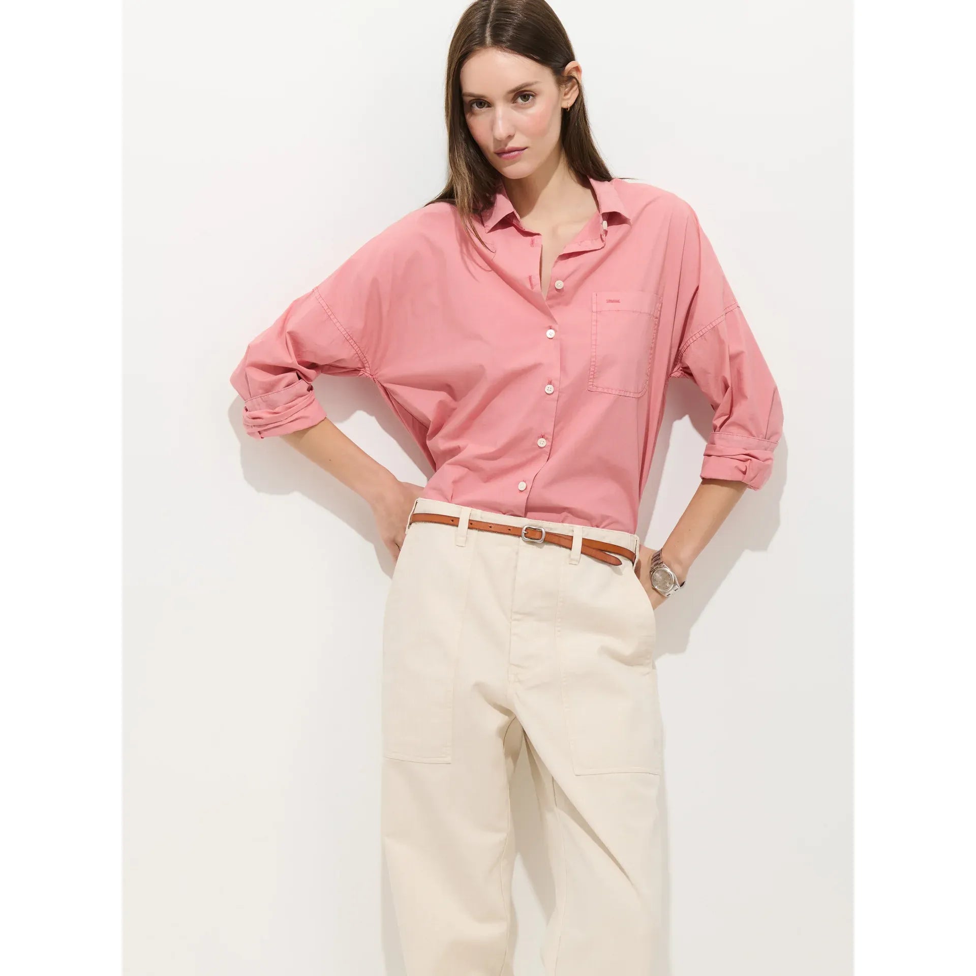 Jo Shirt in Cotton Poplin - Tulip - DUNE + SALT