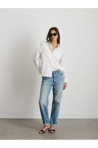 Jo Shirt in Cotton Poplin - White - DUNE + SALT