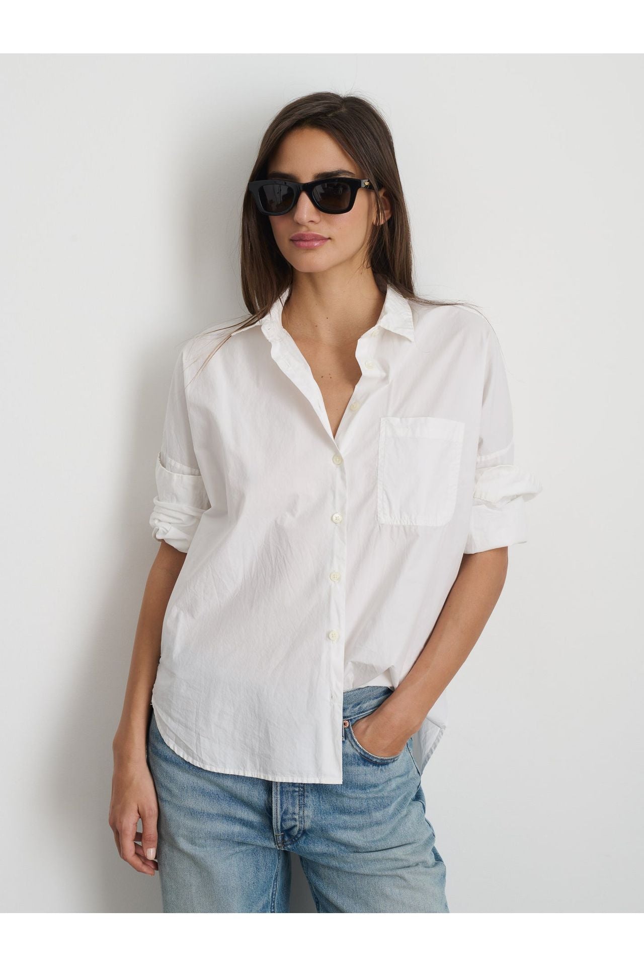 Jo Shirt in Cotton Poplin - White - DUNE + SALT
