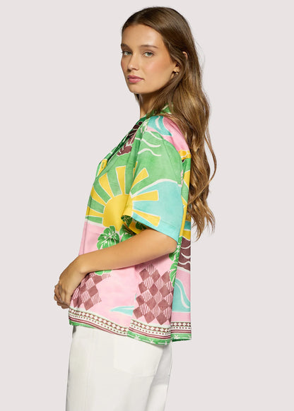 Isla Spell Button Down Shirt - Green Multi - DUNE + SALT