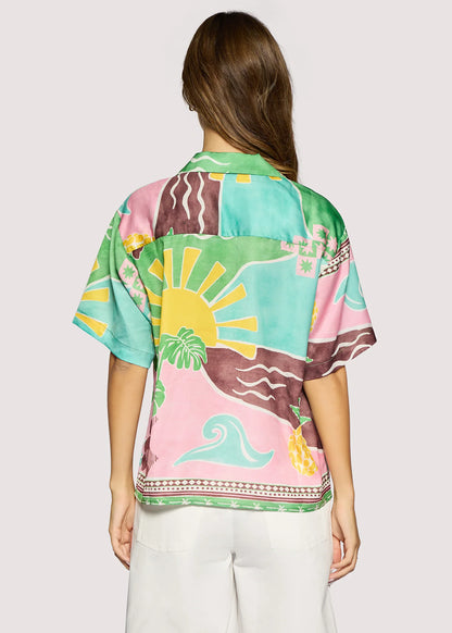 Isla Spell Button Down Shirt - Green Multi - DUNE + SALT