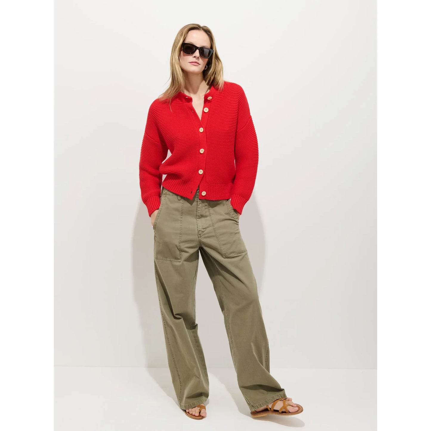 Nico Cardigan in Cotton - Tomato - DUNE + SALT