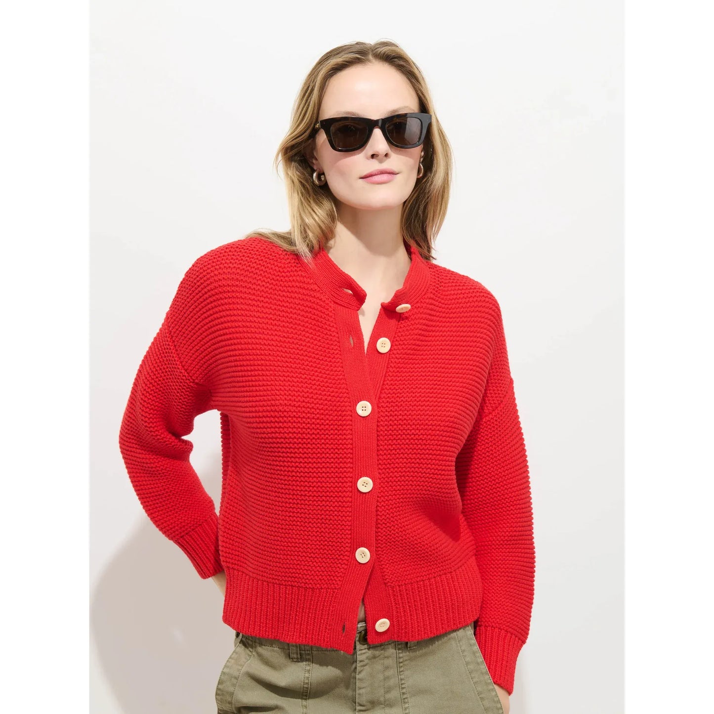 Nico Cardigan in Cotton - Tomato - DUNE + SALT