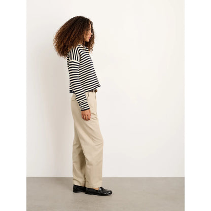 Taylor Striped Cardigan in Cotton Cashmere - Navy/Ivory - DUNE + SALT