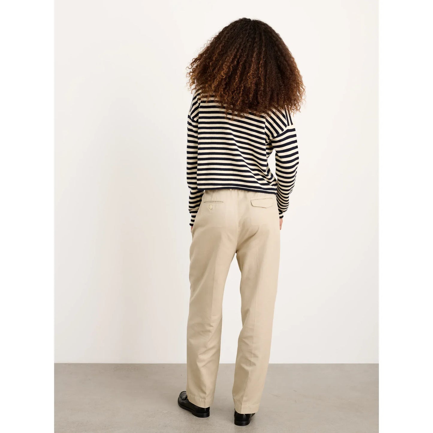 Taylor Striped Cardigan in Cotton Cashmere - Navy/Ivory - DUNE + SALT