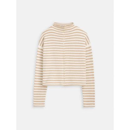 Taylor Striped Cardigan in Cotton Cashmere - Sand/Ivory - DUNE + SALT