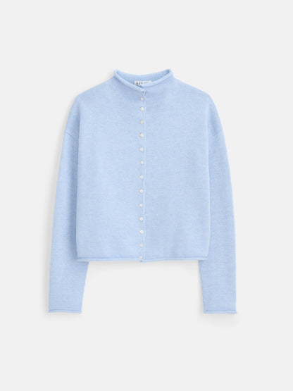 Taylor Cardigan in Cotton Cashmere - Heather Blue