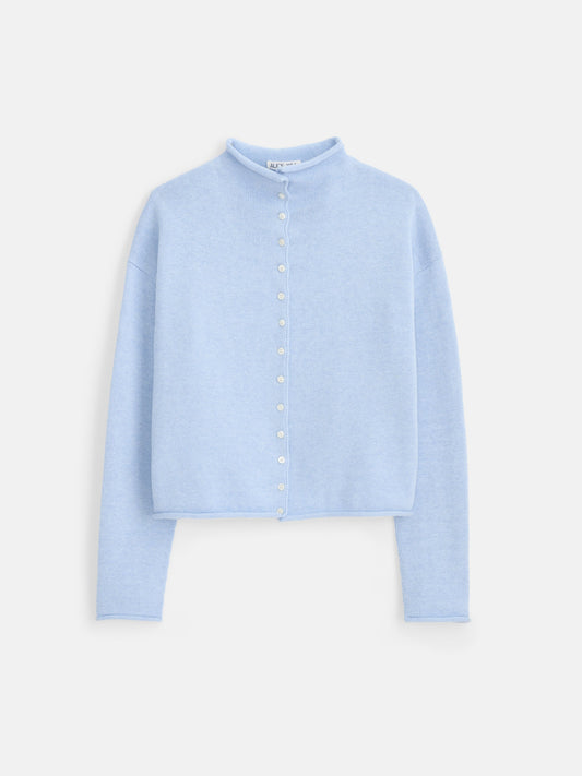Taylor Cardigan in Cotton Cashmere - Heather Blue