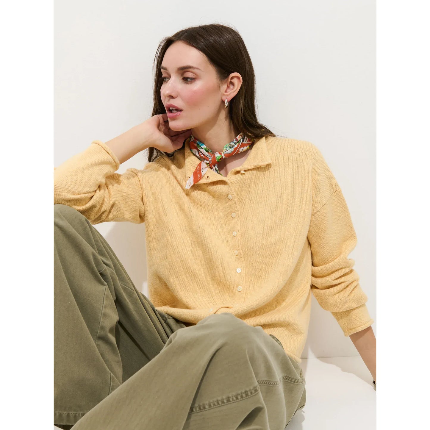 Taylor Cardigan in Cotton Cashmere - Honey Biscuit - DUNE + SALT