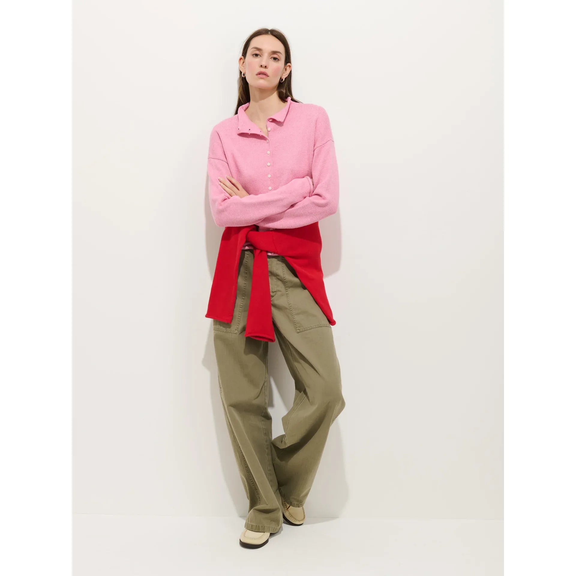 Taylor Cardigan in Cotton Cashmere - Pink Lady - DUNE + SALT