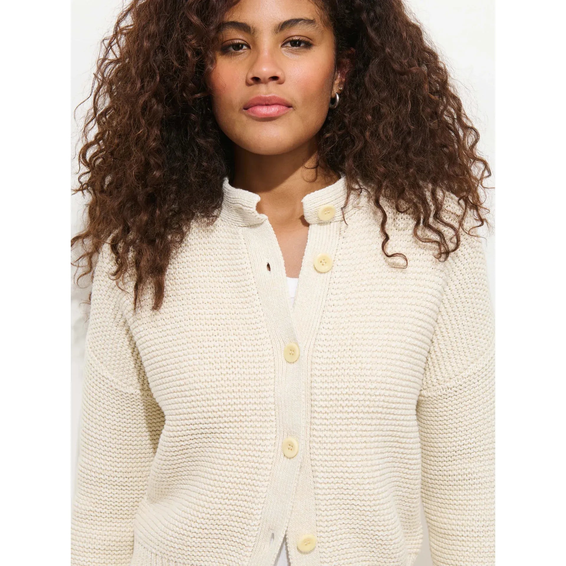 Nico Cardigan in Cotton - Marled Ivory - DUNE + SALT