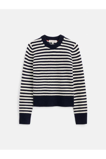 Marais Striped Cashmere Crewneck Sweater - Navy/Ivory - DUNE + SALT