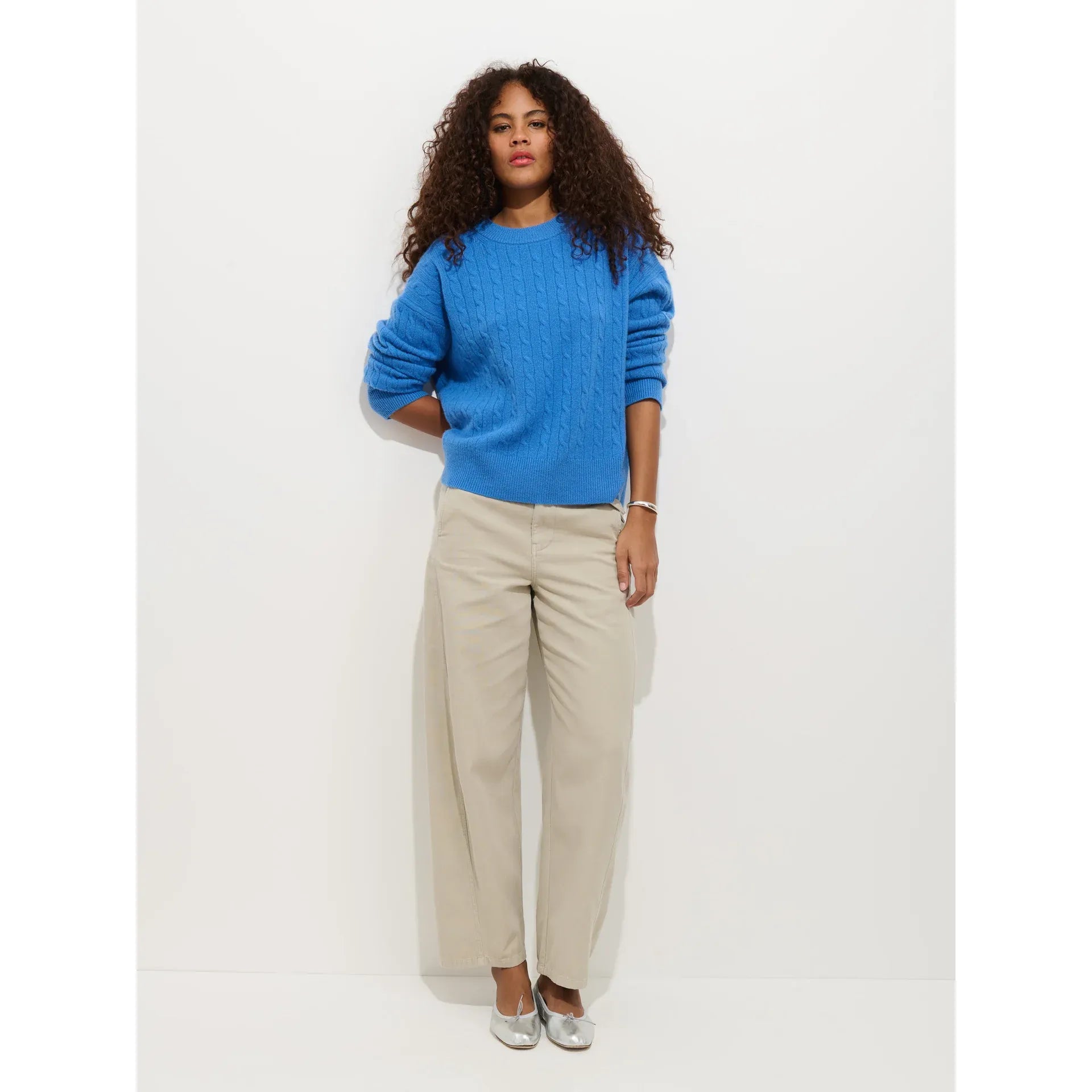 Charlie Cable Sweater in Cashmere - Rose Quartz - DUNE + SALT