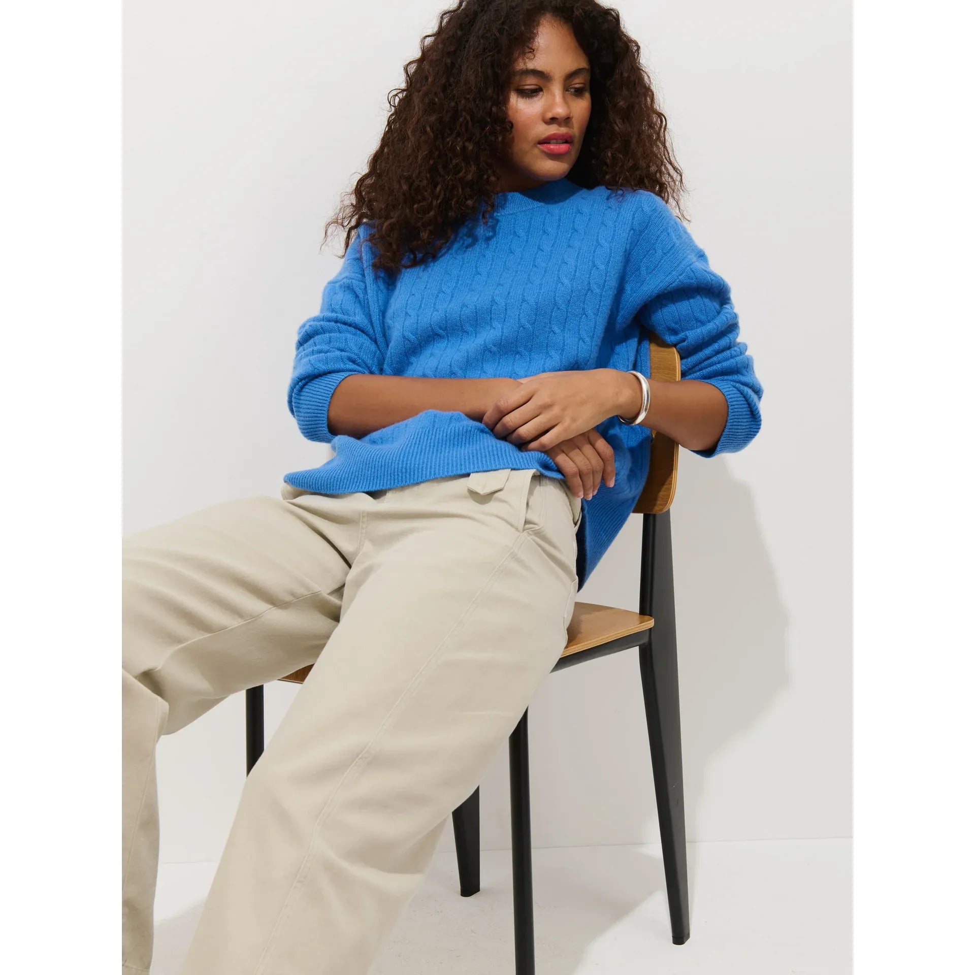Charlie Cable Sweater in Cashmere - Rose Quartz - DUNE + SALT