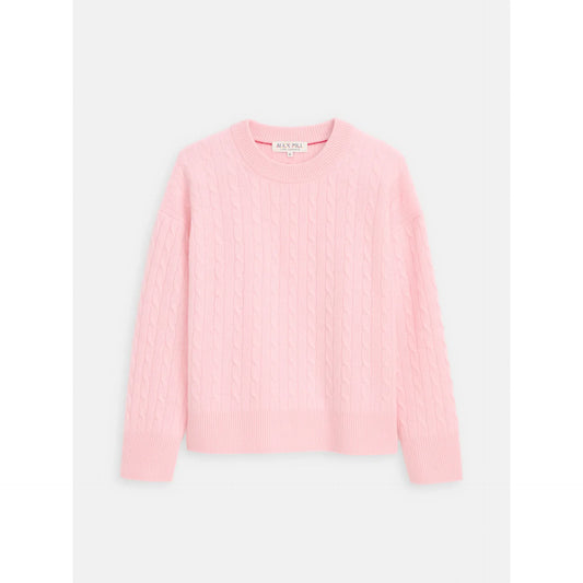 Charlie Cable Sweater in Cashmere - Rose Quartz - DUNE + SALT