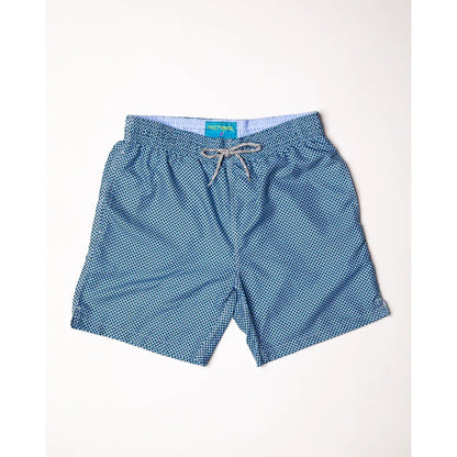 Men's Cyclist Liner Swim Trunks - Wave Print Navy/Sky - DUNE + SALT