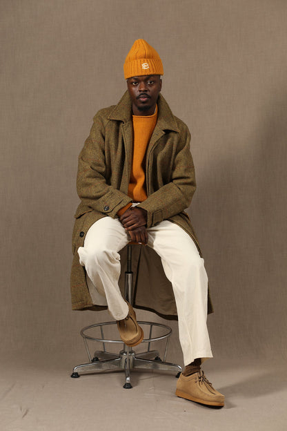 East Harbour Surplus Yardley Shetland Wool Coat - Ocre Dark Olive Green